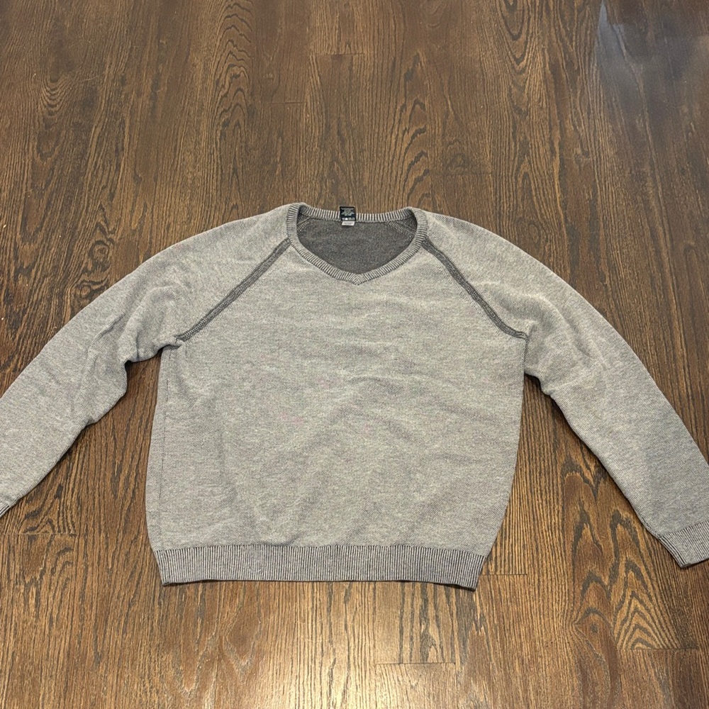 Tailor Vintage Men’s Light Gray V-Neck Sweater Size Medium
